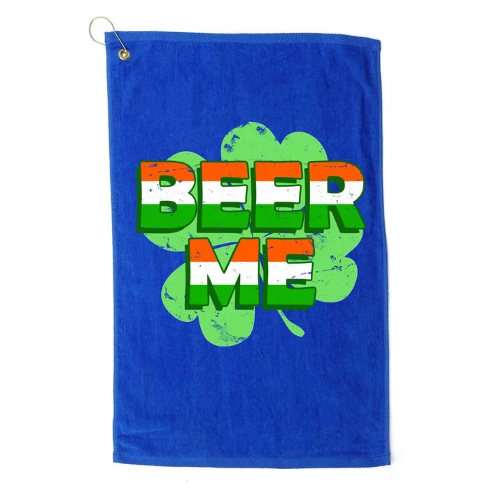 Beer Me St. Patrick's Day Irish Flag Clover Platinum Collection Golf Towel