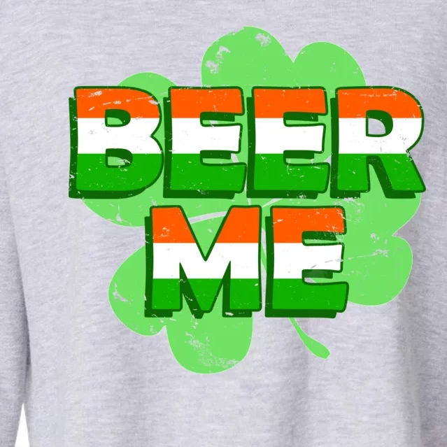 Beer Me St. Patrick's Day Irish Flag Clover Cropped Pullover Crew