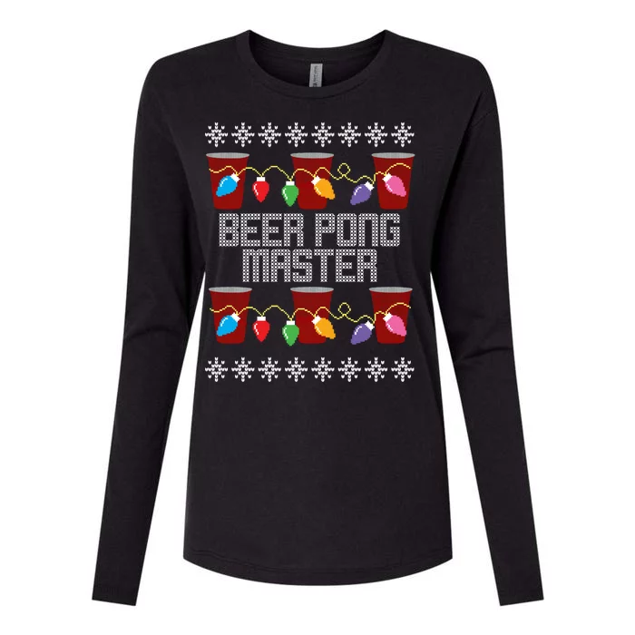 Beer Pong Master Ugly Christmas Sweater Womens Cotton Relaxed Long Sleeve T-Shirt