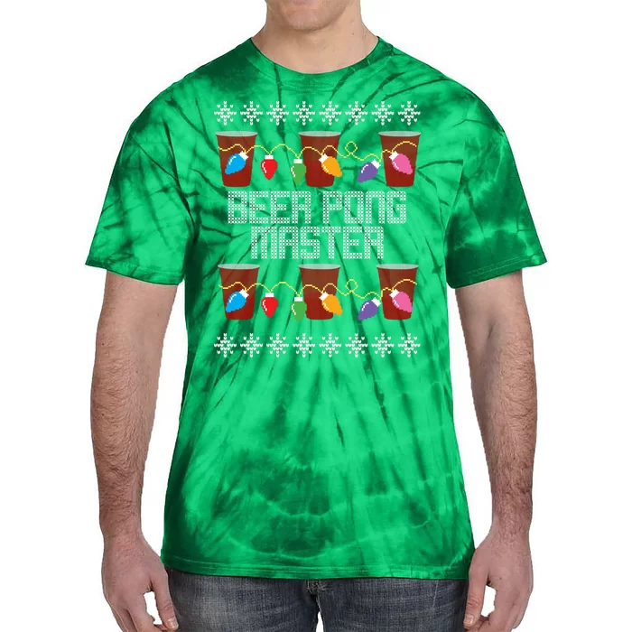 Beer Pong Master Ugly Christmas Sweater Tie-Dye T-Shirt