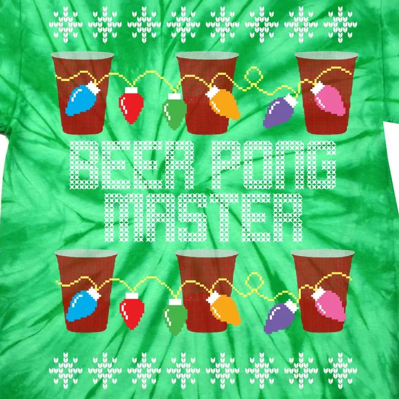 Beer Pong Master Ugly Christmas Sweater Tie-Dye T-Shirt