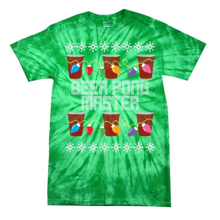 Beer Pong Master Ugly Christmas Sweater Tie-Dye T-Shirt