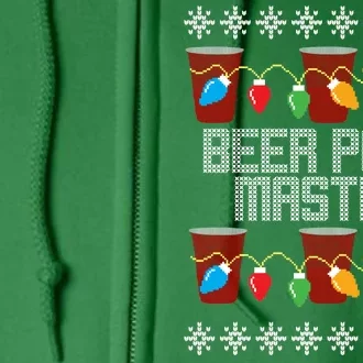 Beer Pong Master Ugly Christmas Sweater Full Zip Hoodie