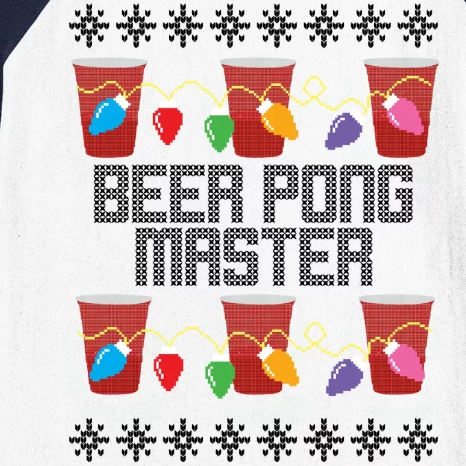 Beer Pong Master Ugly Christmas Sweater Baseball Sleeve Shirt