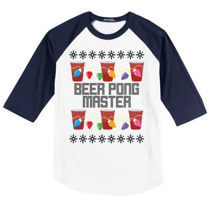 Beer Pong Master Ugly Christmas Sweater Baseball Sleeve Shirt