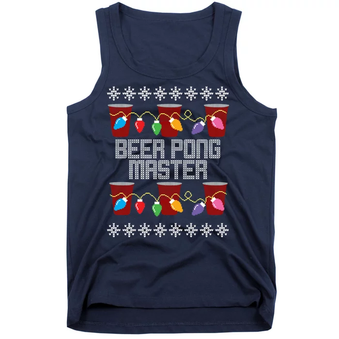 Beer Pong Master Ugly Christmas Sweater Tank Top