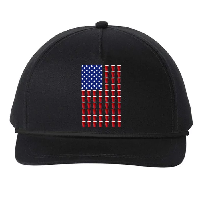 Beer Pong USA American Flag Snapback Five-Panel Rope Hat