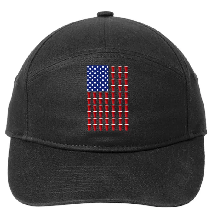 Beer Pong USA American Flag 7-Panel Snapback Hat