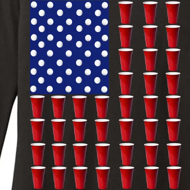 Beer Pong USA American Flag Womens CVC Long Sleeve Shirt