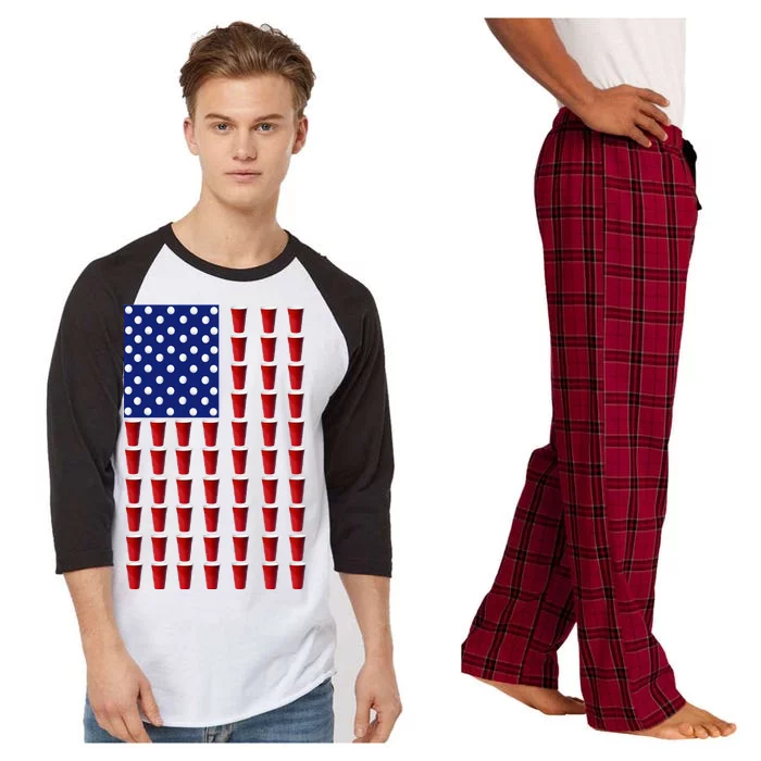 Beer Pong USA American Flag Raglan Sleeve Pajama Set