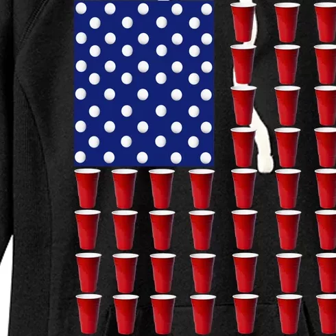 Beer Pong USA American Flag Women's Fleece Hoodie