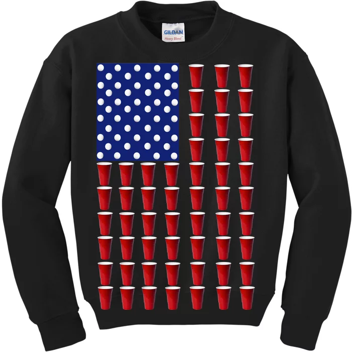 Beer Pong USA American Flag Kids Sweatshirt