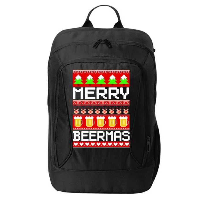 Beer Ugly Christmas Sweater Merry Beermas City Backpack