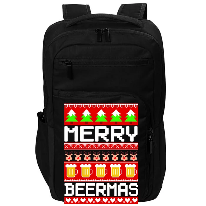 Beer Ugly Christmas Sweater Merry Beermas Impact Tech Backpack