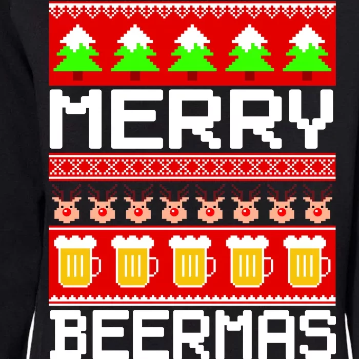 Beer Ugly Christmas Sweater Merry Beermas Womens California Wash Sweatshirt