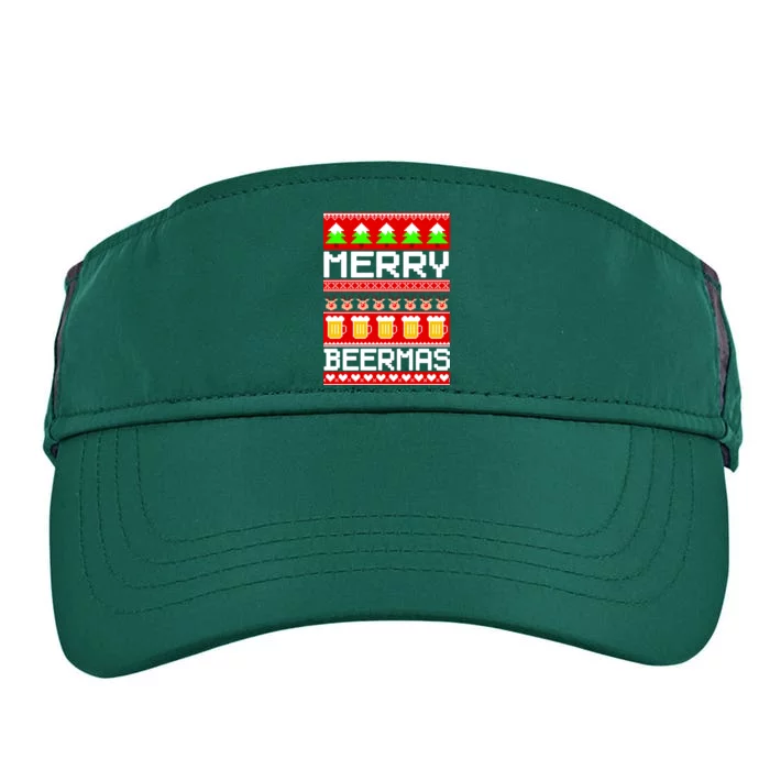 Beer Ugly Christmas Sweater Merry Beermas Adult Drive Performance Visor