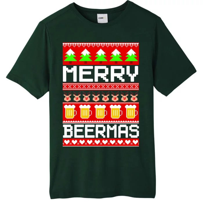 Beer Ugly Christmas Sweater Merry Beermas ChromaSoft Performance T-Shirt