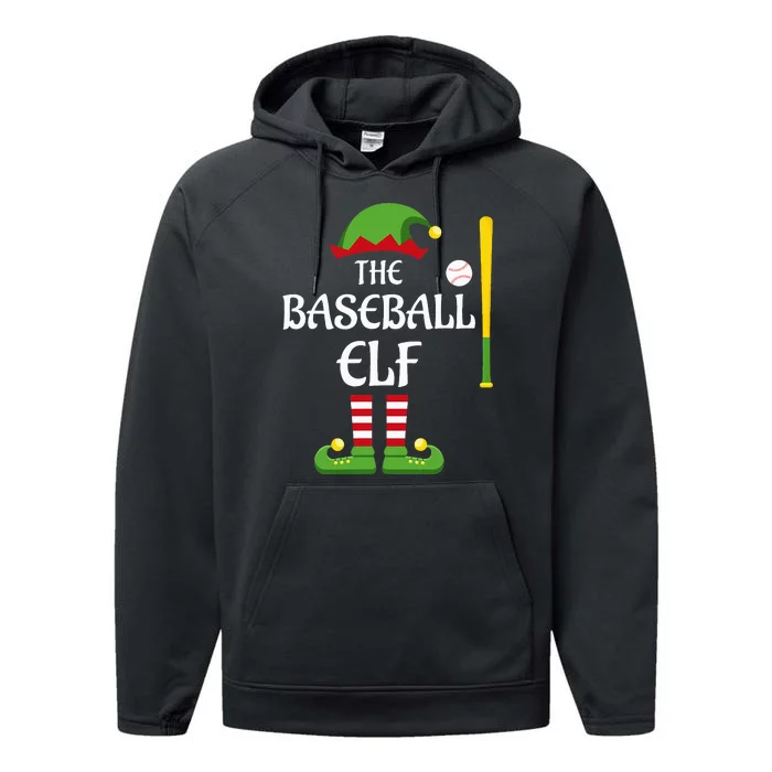 Baseball Elf Family Matching Group Christmas Sporty Performance Fleece Hoodie