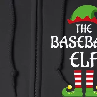 Baseball Elf Family Matching Group Christmas Sporty Full Zip Hoodie