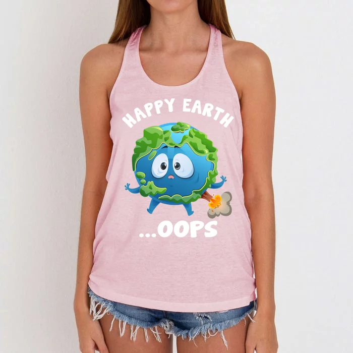 Birthday Earth Fart Poop Earth Day Gift Women's Knotted Racerback Tank