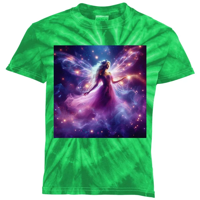 Beautiful Enchanted Fairy Sparkling With Magical Purple Mist Kids Tie-Dye T-Shirt