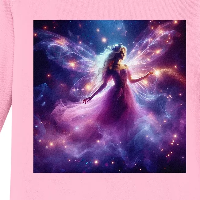 Beautiful Enchanted Fairy Sparkling With Magical Purple Mist Baby Long Sleeve Bodysuit