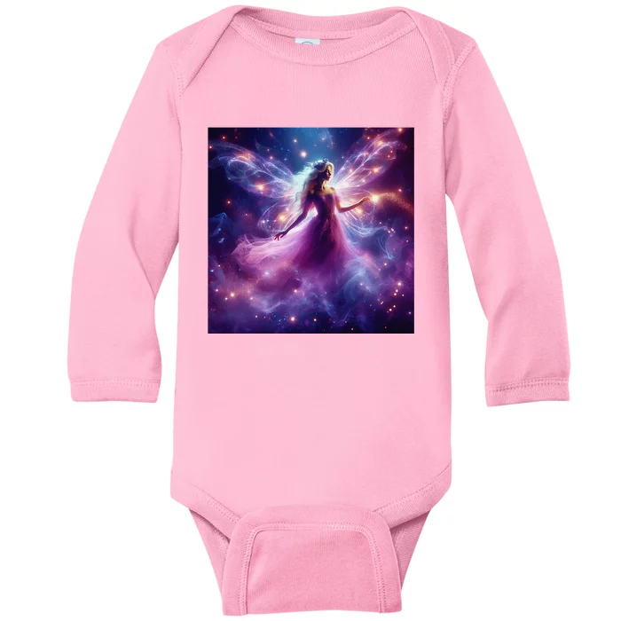 Beautiful Enchanted Fairy Sparkling With Magical Purple Mist Baby Long Sleeve Bodysuit