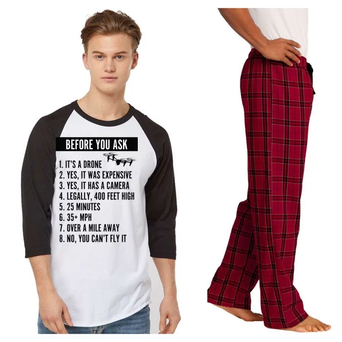 Before You Ask Drone Funny Drone Raglan Sleeve Pajama Set