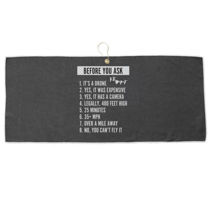 Before You Ask Drone Funny Drone Large Microfiber Waffle Golf Towel