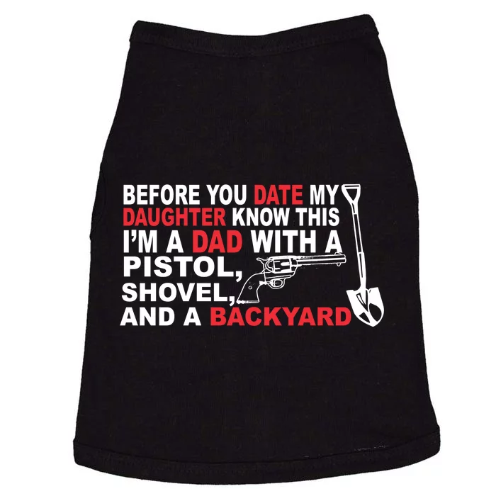 Before You Date My Daughter Gun Shovel Doggie Tank