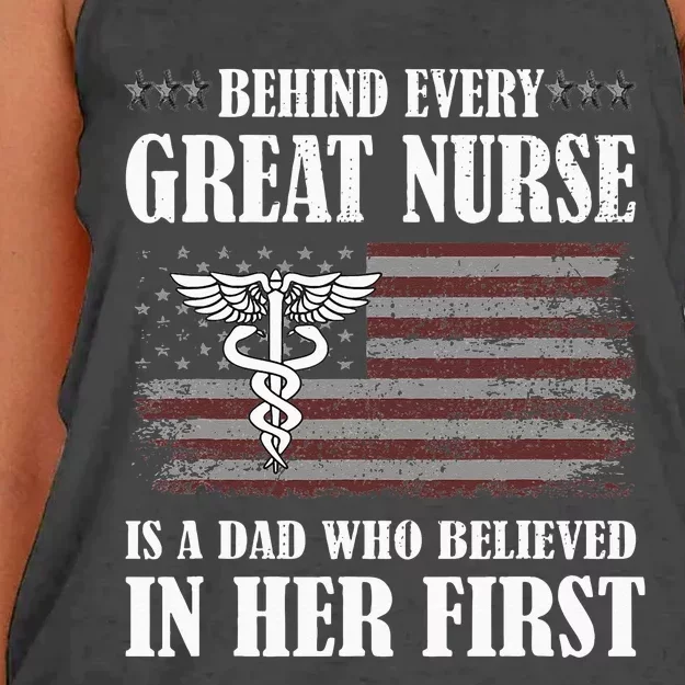 Behind Every Great Nurse Is A Dad Father Nursing Nurse Dad Women's Knotted Racerback Tank