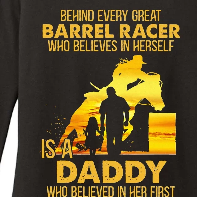 Behind Every Great Barrel Racer Who Believes In Herself Womens CVC Long Sleeve Shirt