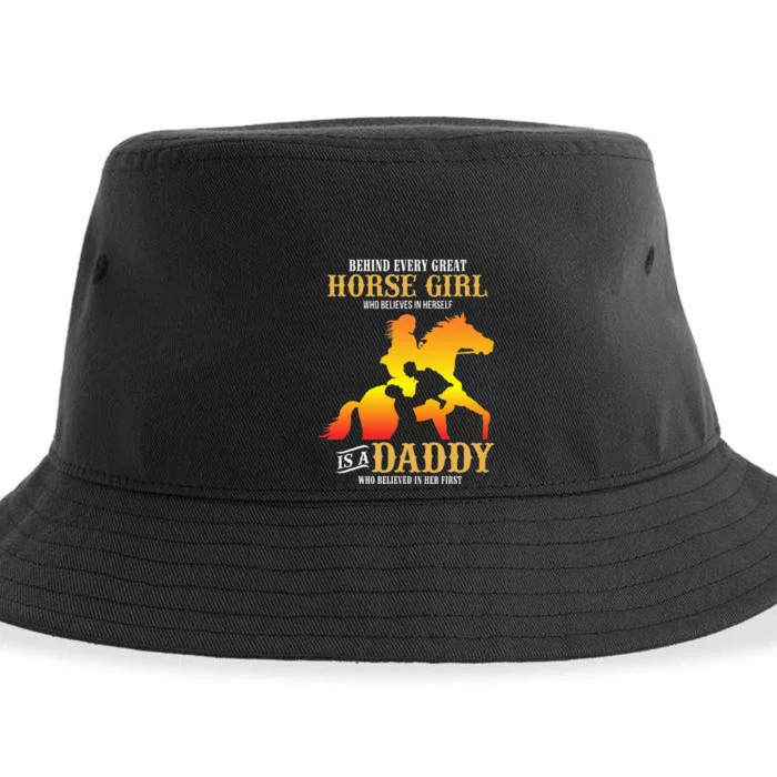 Behind Every Great Horse Girl Daddy Fathers Day Gifts Sustainable Bucket Hat