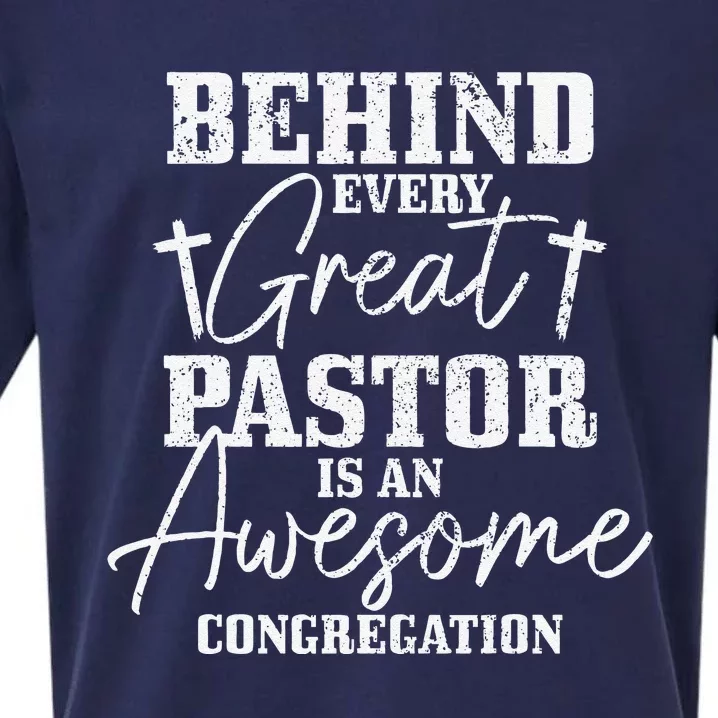 Behind Every Great Pastor Is Awesome Congregation Christian Sueded Cloud Jersey T-Shirt