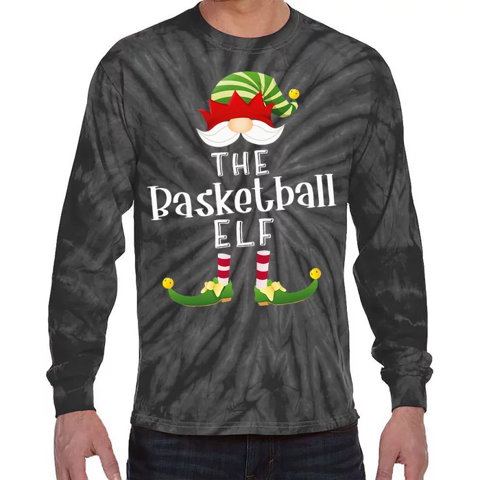 Basketball Elf Group Christmas Funny Pajama Party Tie-Dye Long Sleeve Shirt