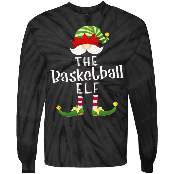 Basketball Elf Group Christmas Funny Pajama Party Tie-Dye Long Sleeve Shirt