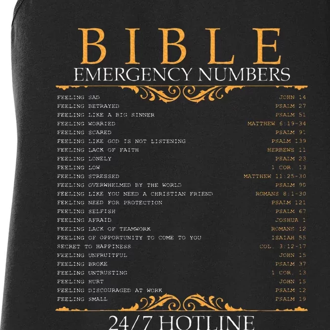 Bible Emergency Hotline Numbers Bible Verse Scripture Women's Racerback Tank