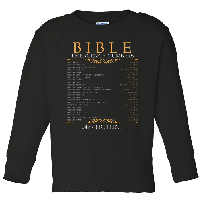 Bible Emergency Hotline Numbers Bible Verse Scripture Toddler Long Sleeve Shirt