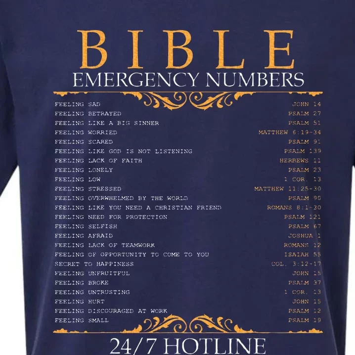 Bible Emergency Hotline Numbers Bible Verse Scripture Sueded Cloud Jersey T-Shirt