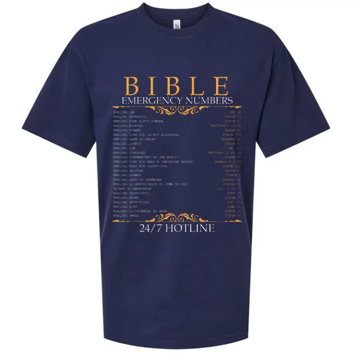 Bible Emergency Hotline Numbers Bible Verse Scripture Sueded Cloud Jersey T-Shirt