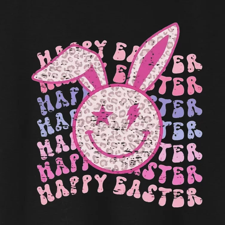 Bunny eggs hunt Rabbit Face happy Easter Day Women's Crop Top Tee