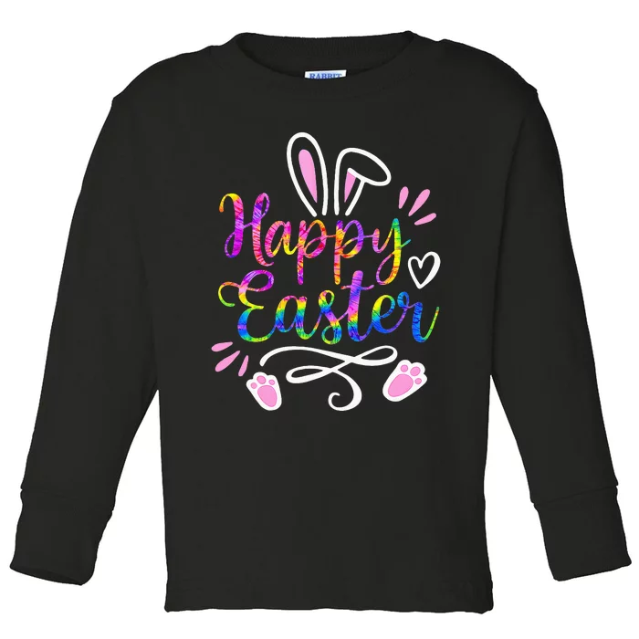 Bunny eggs hunt Rabbit Face tie dye Easter Day Toddler Long Sleeve Shirt