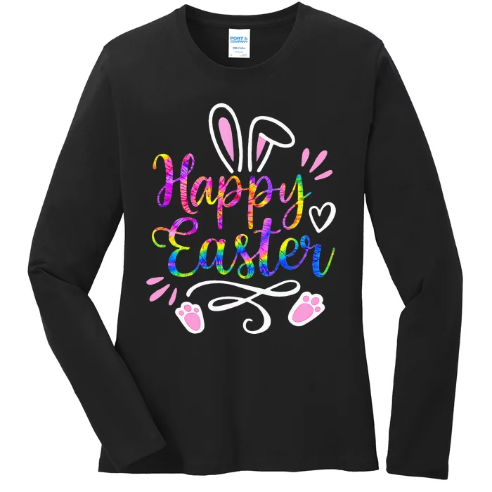 Bunny eggs hunt Rabbit Face tie dye Easter Day Ladies Long Sleeve Shirt