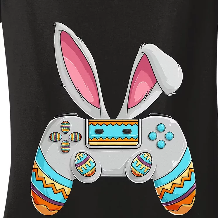 Bunny Egg hunting Gamer Happy Easter Day Women's V-Neck T-Shirt