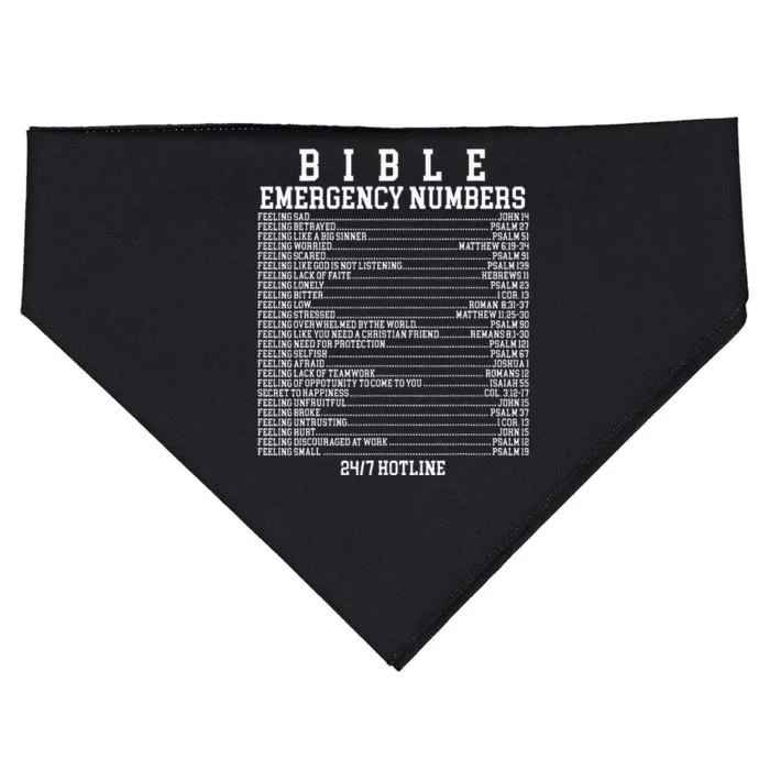 Bible Emergency Hotline Numbers Funny Christian Family Jesus USA-Made Doggie Bandana