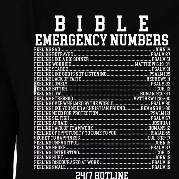 Bible Emergency Hotline Numbers Funny Christian Family Jesus Womens Funnel Neck Pullover Hood