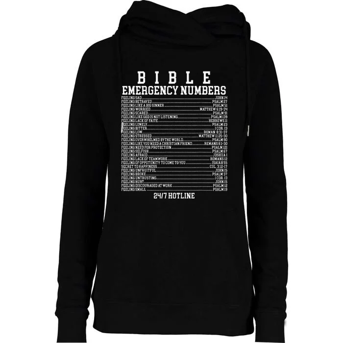 Bible Emergency Hotline Numbers Funny Christian Family Jesus Womens Funnel Neck Pullover Hood