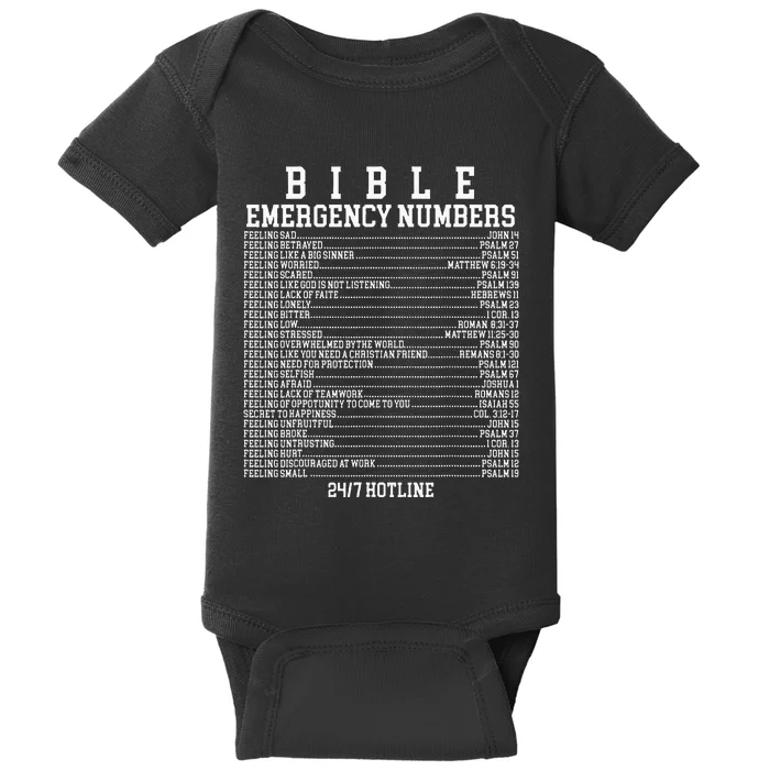 Bible Emergency Hotline Numbers Funny Christian Family Jesus Baby Bodysuit