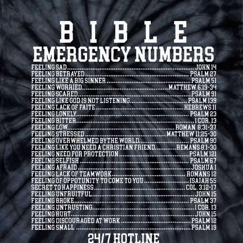 Bible Emergency Hotline Numbers Funny Christian Family Jesus Tie-Dye T-Shirt