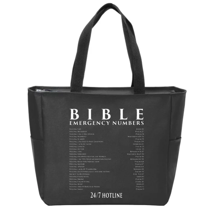 Bible Emergency Hotline Numbers Cool Christian Zip Tote Bag